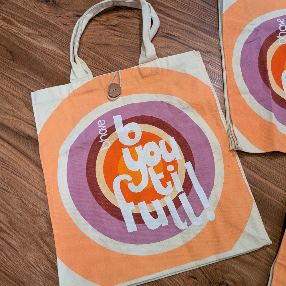 Bhave Beautiful 3 Canvas Tote Bags *New*